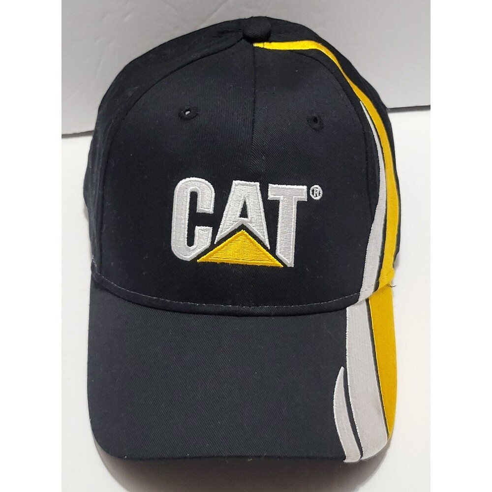 CAT Men’s Black Colorblock Logo Adjustable Baseball Cap Hat One Size